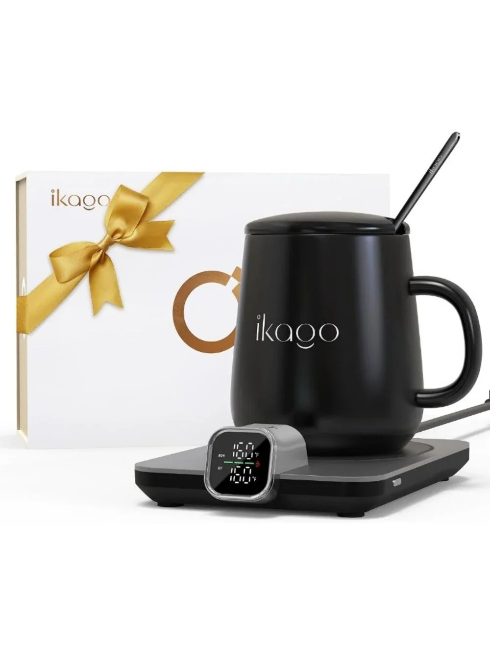 Coffee Mug Warmer Set with Precise Temp Control, Auto Shut Off, 15oz Mug & Spoon